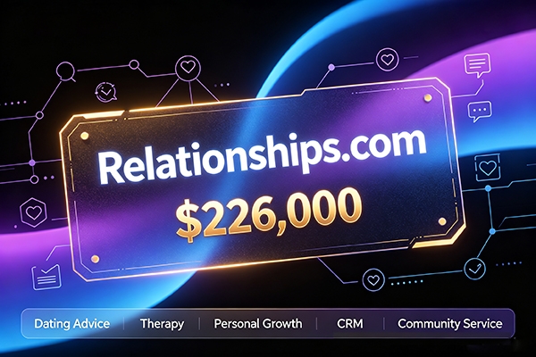 Relationships.com以22.6万美元成交! 通用词域名持续受垂直赛道青睐