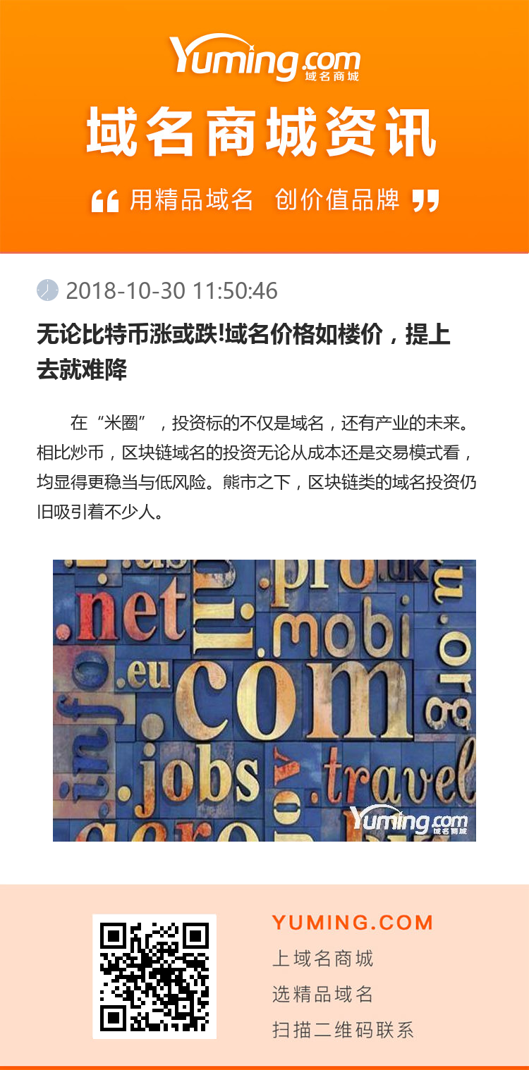 无论比特币涨或跌!域名价格如楼价,提上去就难降