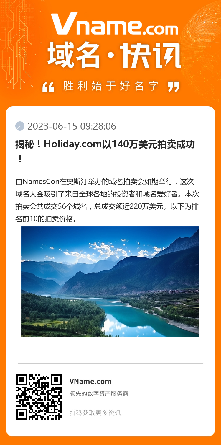 揭秘！Holiday.com以140万美元拍卖成功！