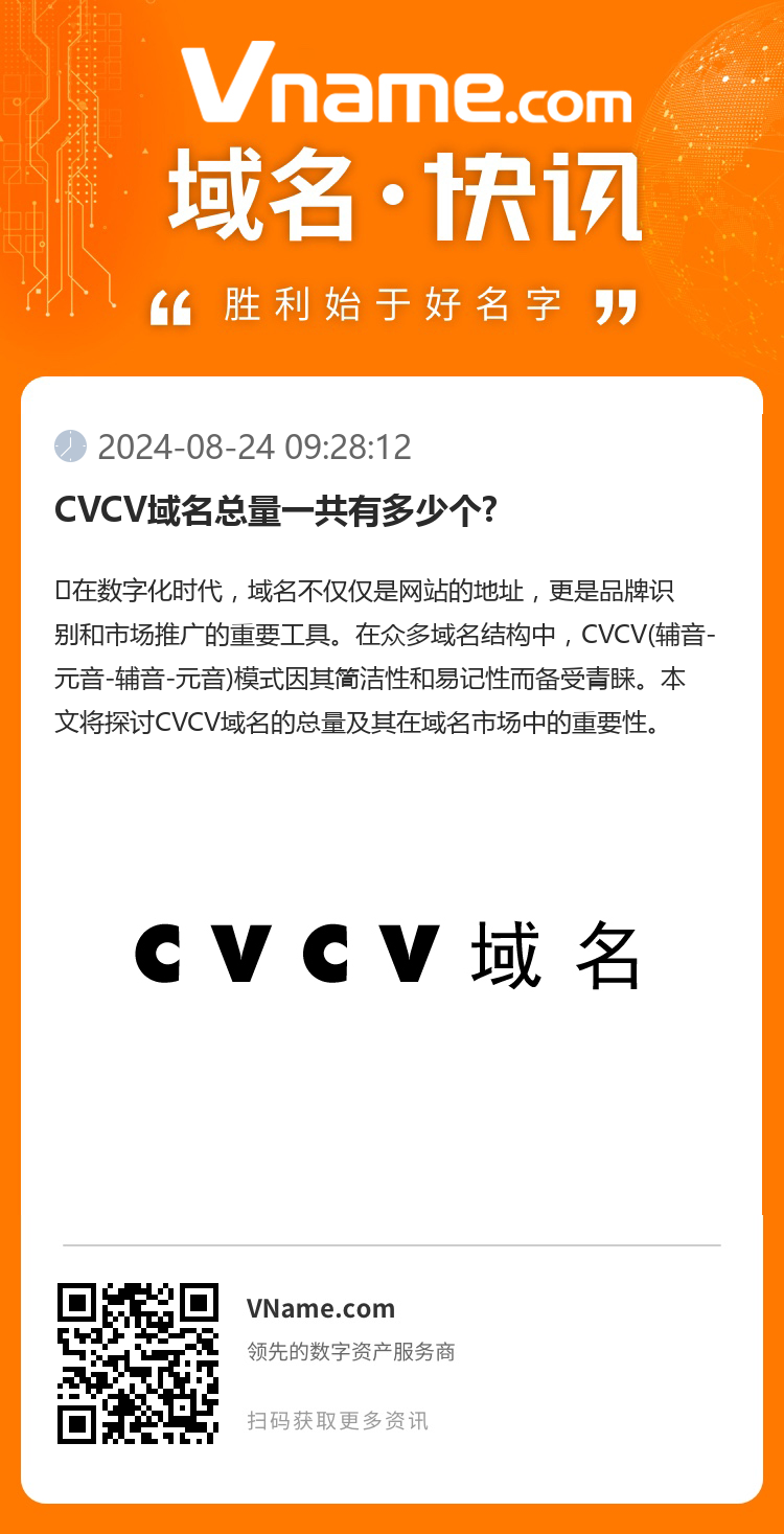 CVCV域名总量一共有多少个?