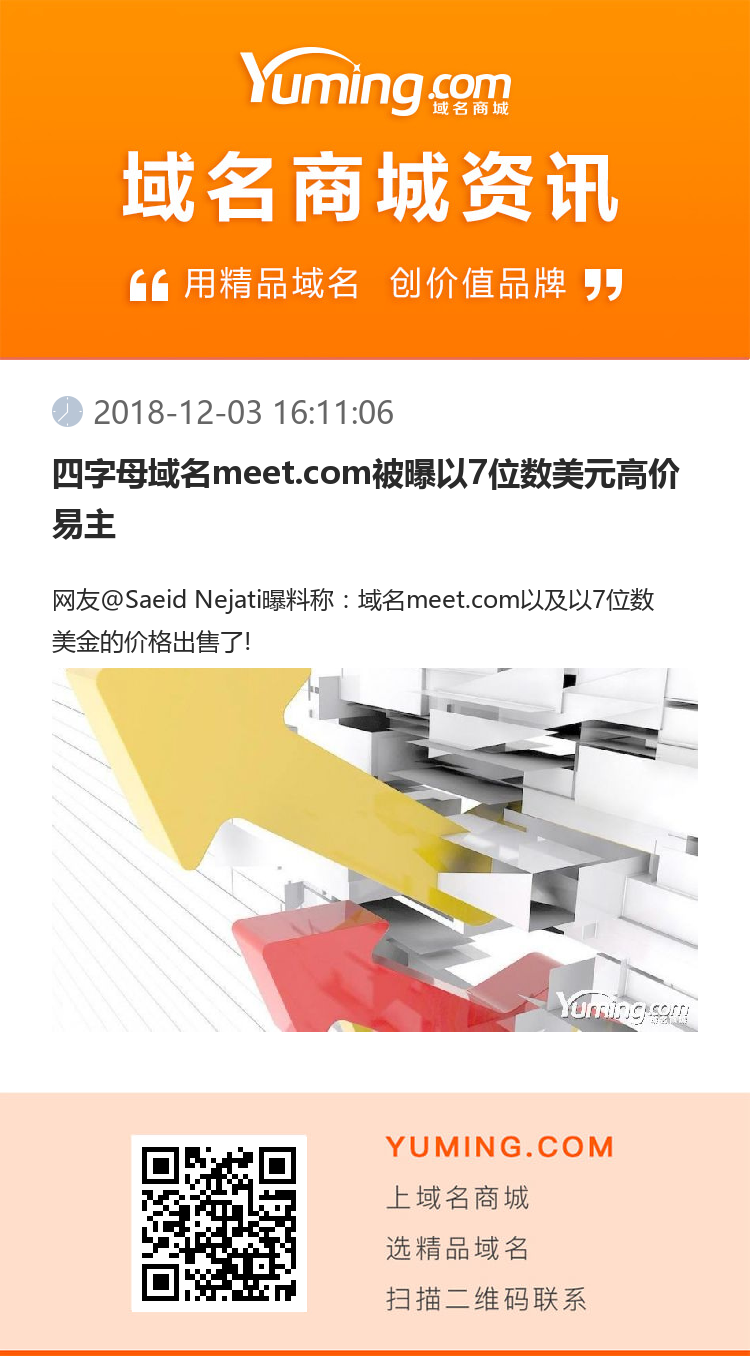 四字母域名meet.com被曝以7位数美元高价易主