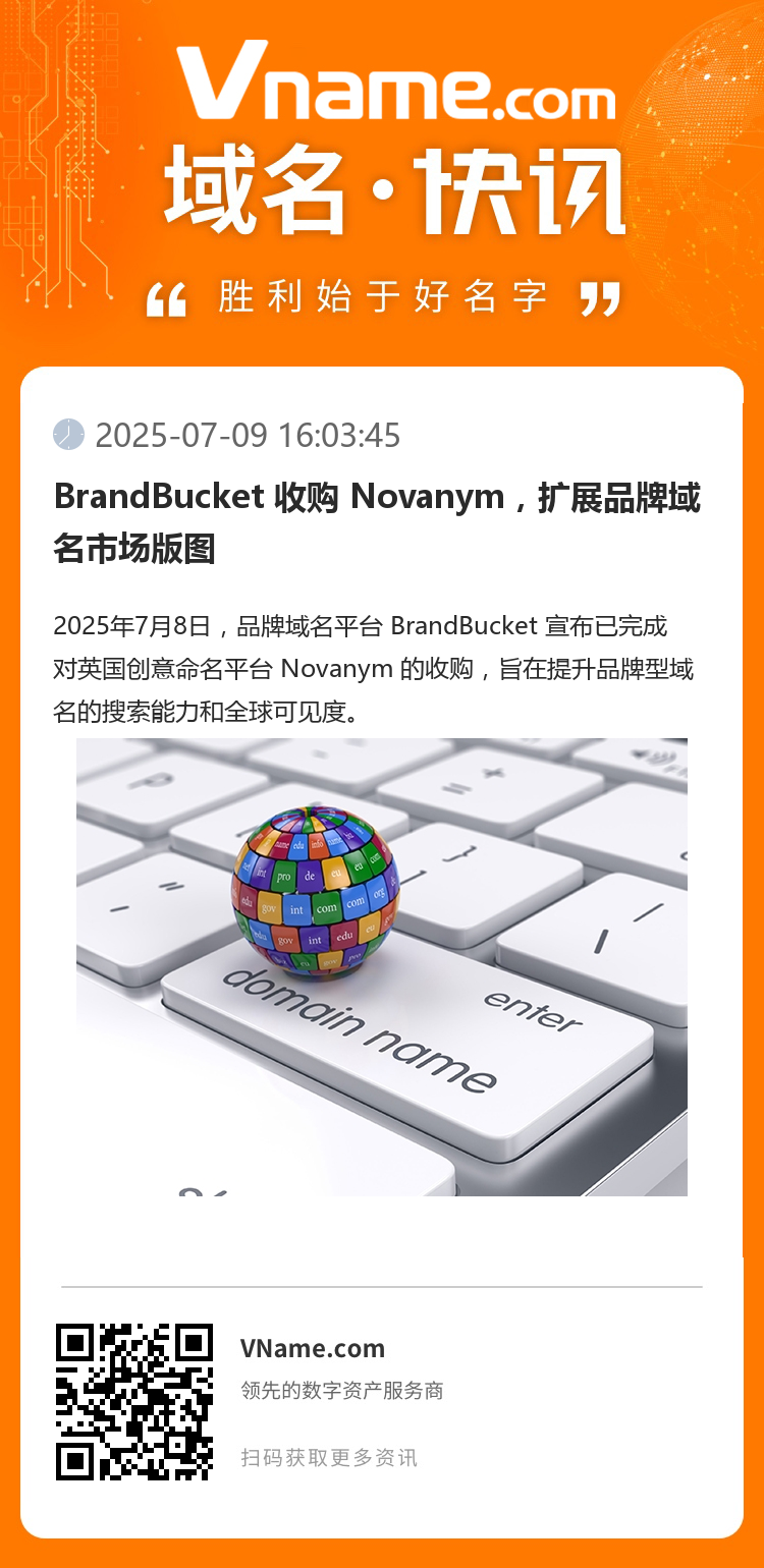 BrandBucket 收购 Novanym,扩展品牌域名市场版图