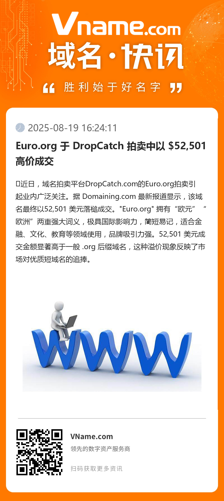 Euro.org 于 DropCatch 拍卖中以 $52,501 高价成交