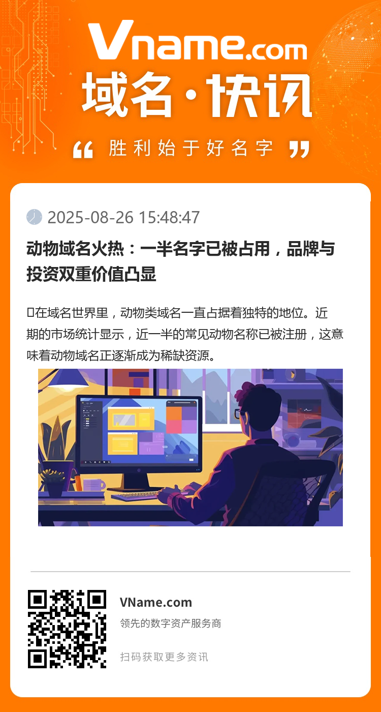 动物域名火热:一半名字已被占用,品牌与投资双重价值凸显
