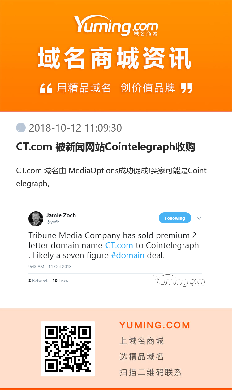 CT.com 被新闻网站Cointelegraph收购